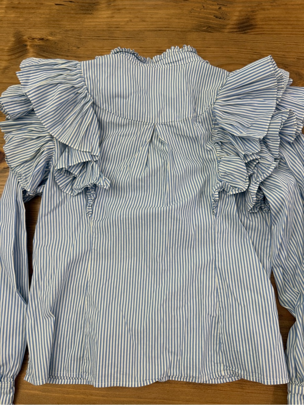Karen Millen Pleated Striped Ruffle Woven Shirt - Picture 9 of 9
